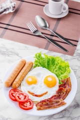 Breakfast with fried eggs
