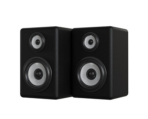 Obraz premium Two black speakers isolated on white background. 3d illustration.