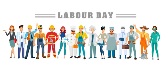 International Labor Day, May 1. Laborer Human characters isolated vector illustration.