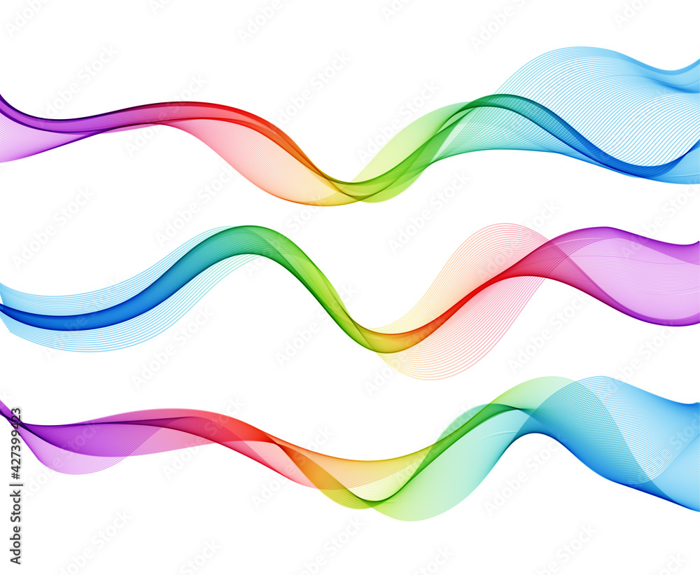 Fototapete vector abstract colorful flowing wave lines isolated on white background. design element for technol