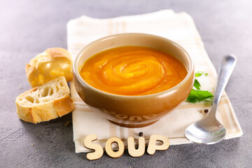 bowl of pumpkin or carrot soup