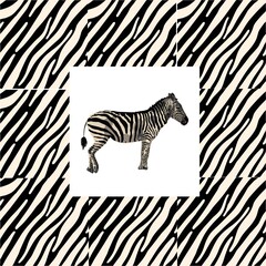 Fototapeta na wymiar ETHNIC TREND. PAINTING IN AFRICAN STYLE. SEAMLESS AFRICAN PATTERN. TRADITIONAL PATTERN. savanna animals. zebra. Vector illustration. Fashion