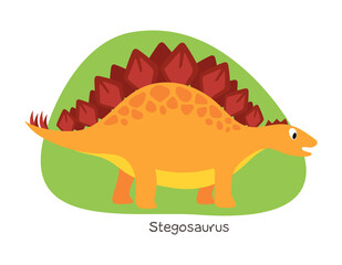 Vector cartoon dinosaur isolated on white background. Stegosaurus.