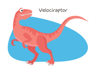 Vector cartoon dinosaur isolated on white background. Velociraptor.