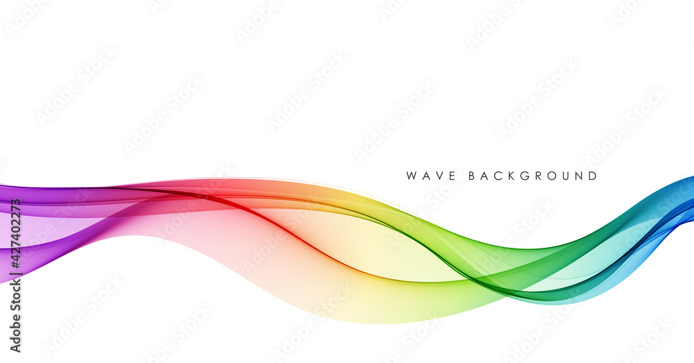 Fototapete Vector abstract colorful flowing wave lines isolated on white background. Design element for technology, science, music or modern concept.