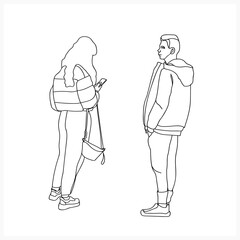 A boy and a girl on a walk. An unexpected call.