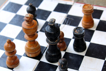 Chess coin put on chess board
