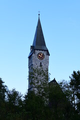 Fototapeta na wymiar beautiful old church tower in Liechtenstein, Europe