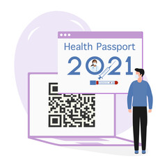 Vector New normal QR code Health Passport Immunity