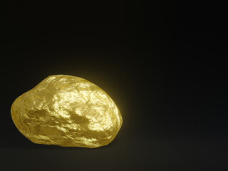 3D rendering. Pure gold nugget from placer mine.