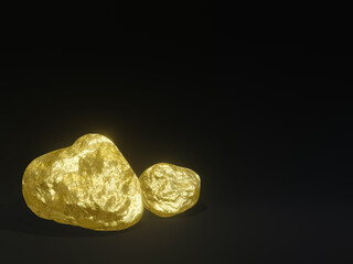 3D rendering. Pure gold nugget from placer mine.