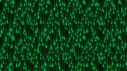 Japanese letters falling, green letters, black background