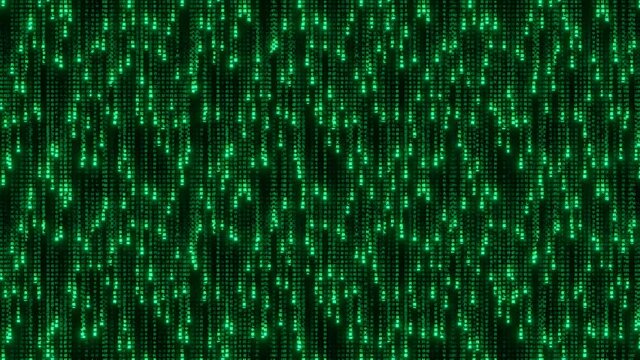 Japanese letters falling, green letters, black background