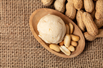 scoop of peanut ice cream or peanut butter rice from above