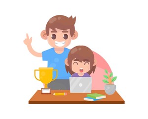 parent help teach kids premium vector
