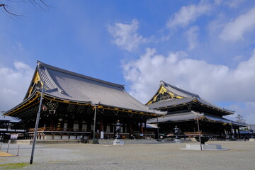 古都京都の観光名所　東本願寺の阿弥陀堂と御影堂