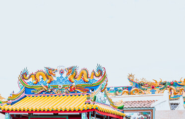 Chinese Dragon On China Temple Roof. 
Roof Decoration of Ancient chinese architecture
