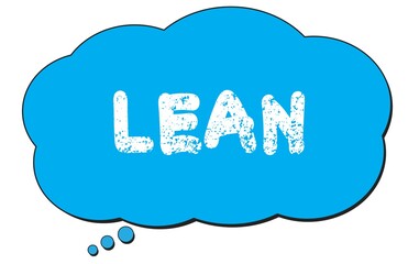 LEAN text written on a blue thought bubble.