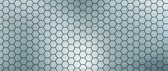 metal background and black hexagon