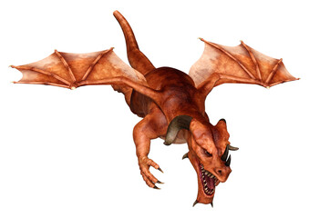 3D Rendering Fairy Tale Dragon on White