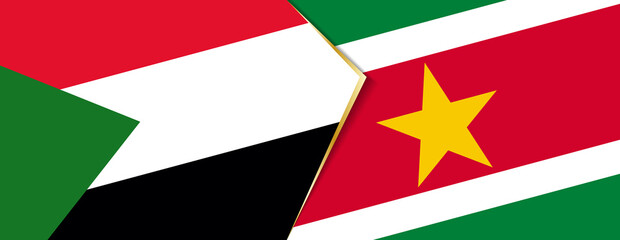 Sudan and Suriname flags, two vector flags.