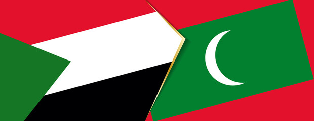 Sudan and Maldives flags, two vector flags.