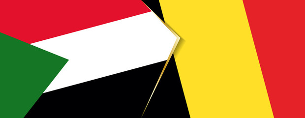 Sudan and Belgium flags, two vector flags.