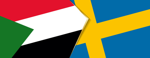 Sudan and Sweden flags, two vector flags.