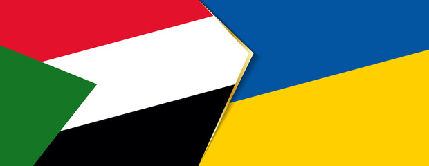 Sudan and Ukraine flags, two vector flags.