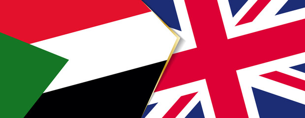 Sudan and United Kingdom flags, two vector flags.