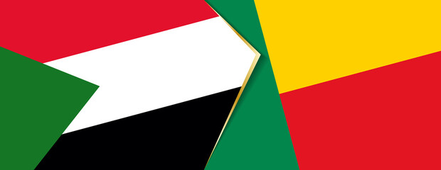 Sudan and Benin flags, two vector flags.