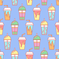 summer takeaway drink seamless pattern