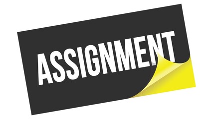 ASSIGNMENT text on black yellow sticker stamp.