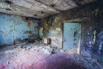 Ward in hospital of Pripyat abandoned city in Chernobyl Exclusion Zone, Ukraine