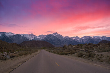 Fototapeta na wymiar View of Sierra Nevada mountains at sunset. Nevada. USA.