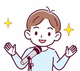 マイクで歌う人