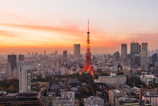  Tokyo Tower Japan at sunset © fazon