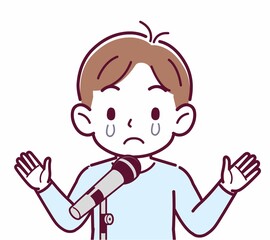 マイクで話す人