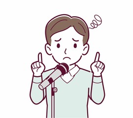 マイクで話す人