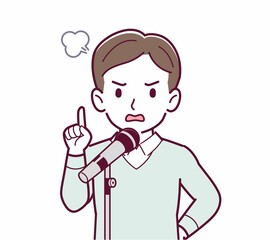 マイクで話す人