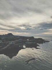 Rocky shore on a cloudy day