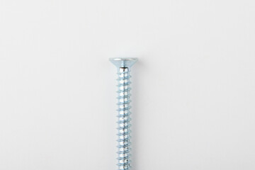 Iron screws on white background
