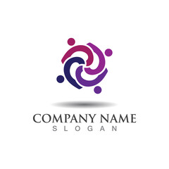 Fototapeta premium Teamwork union logo community, grup and people vector template