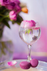 Flower in a glass. Festive table decoration. 