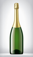 Color Glass Bottle on background with Gold Foil. 