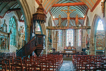 Lampaul-Guimiliau. Intérieur de l'église Notre-Dame. Finistère. Bretagne