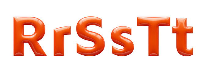 red 3d alphabet, 3d illustration, letter r s t