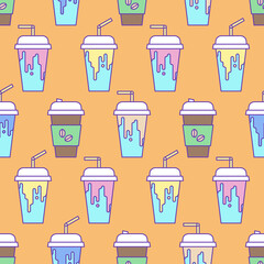 coffee takeaway drink seamless pattern