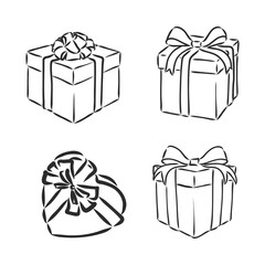 gift box isolated on white background gift box with bow vector sketch on white background