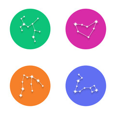 Zodiac constellation symbols collection isolated on colorful background